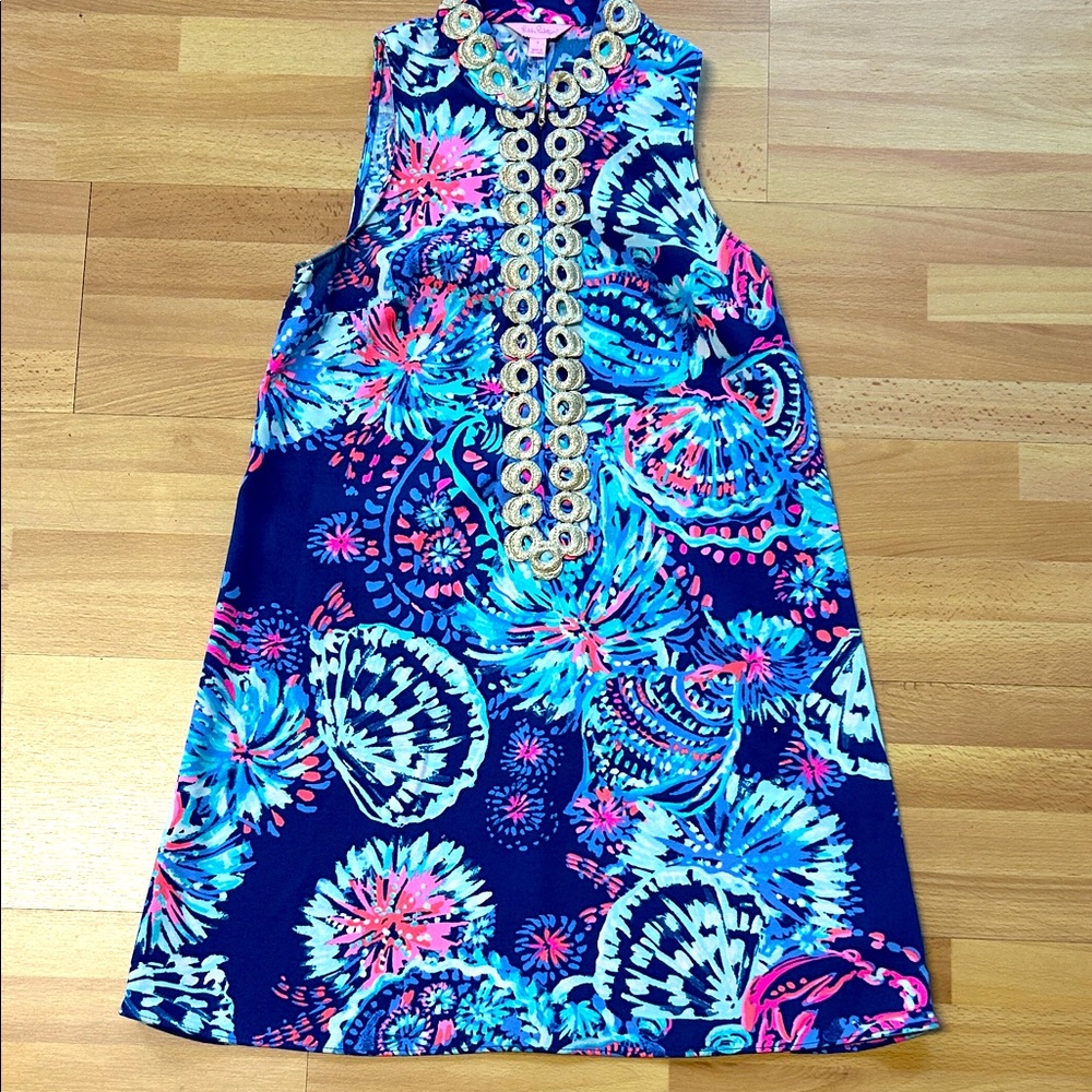 Lilly Pulitzer Women's Deep Indigo Gypsie Girl Jane Shift Mini Dress Size 0 Like
